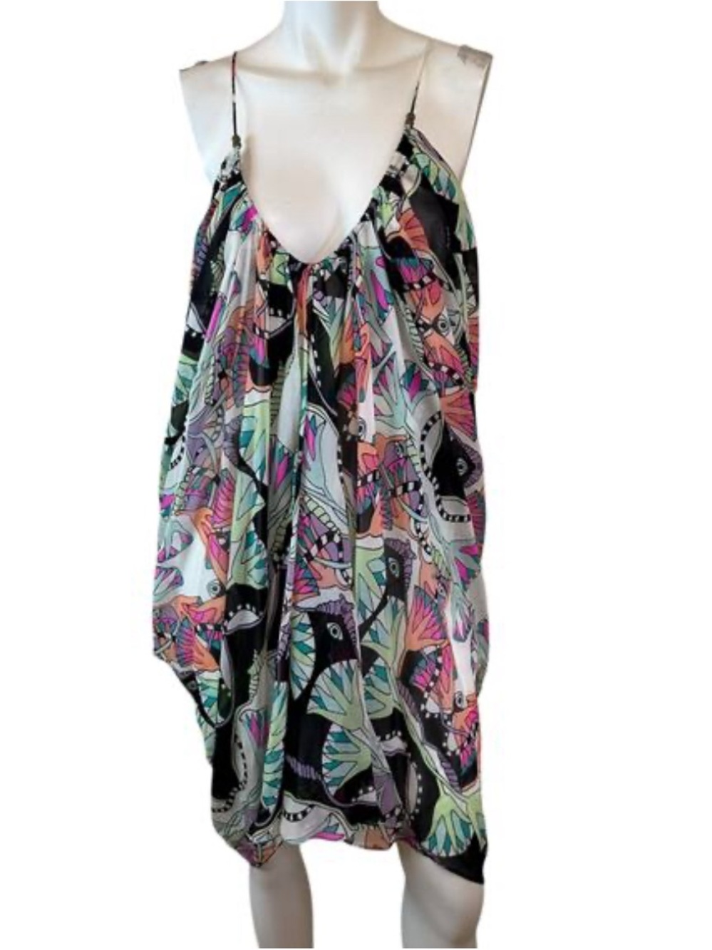 Mara Hoffman Black Multicolor Abstract Slip Coverup